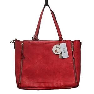 NWT Calin Collection 3 N 1 Purse Set Red Peta Approved Large Tote Makeup Bag